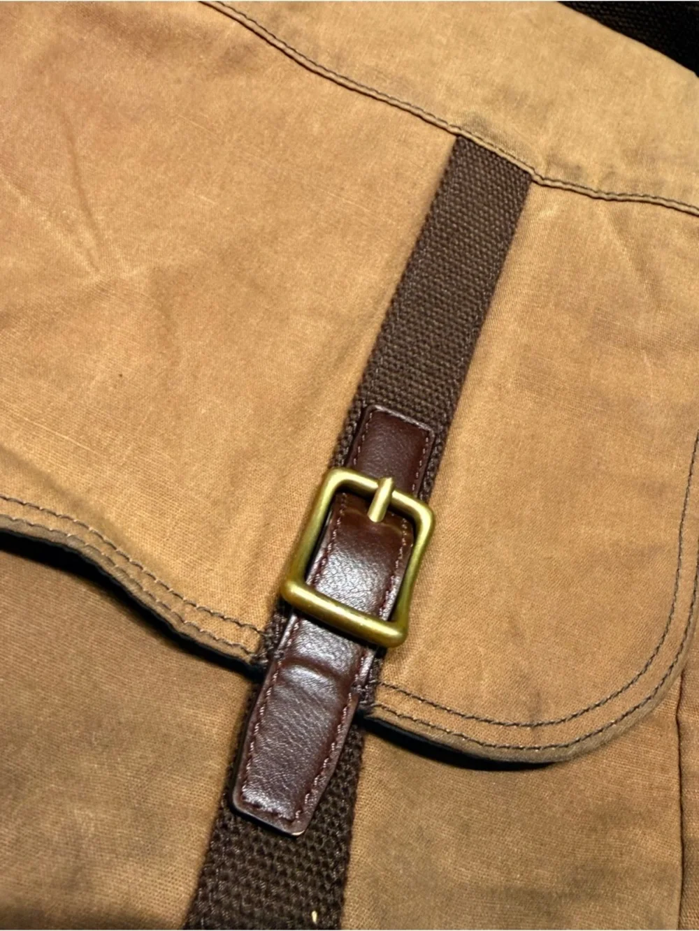 Fossil Buckner Messenger Bag Brown Waxed Canvas Leather Laptop Crossbody
